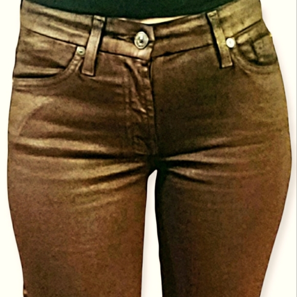 7 for All Mankind The Skinny Coated Jeans - Metallic Bronze/Brown - 24 - Picture 5 of 12